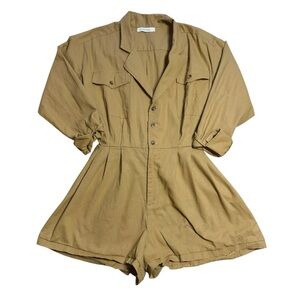 Tan Button-Up Jumpsuit
